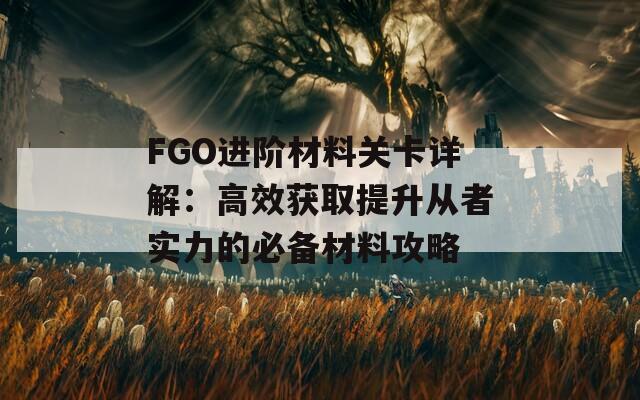 FGO进阶材料关卡详解：高效获取提升从者实力的必备材料攻略