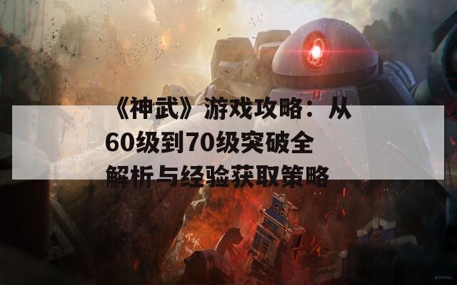 《神武》游戏攻略：从60级到70级突破全解析与经验获取策略  第1张