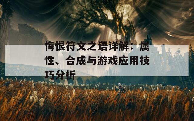 悔恨符文之语详解：属性、合成与游戏应用技巧分析