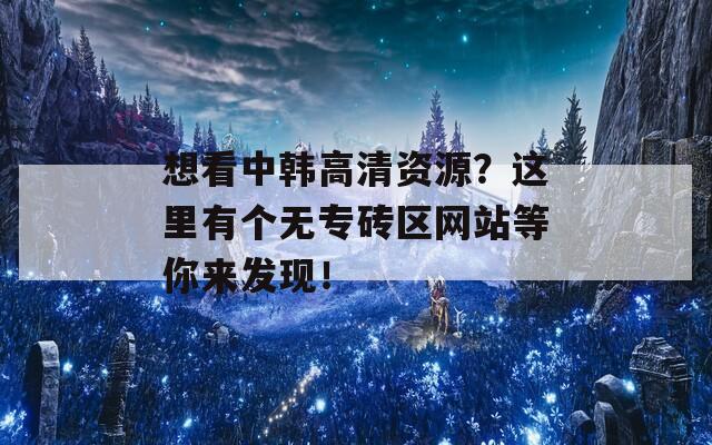 想看中韩高清资源？这里有个无专砖区网站等你来发现！